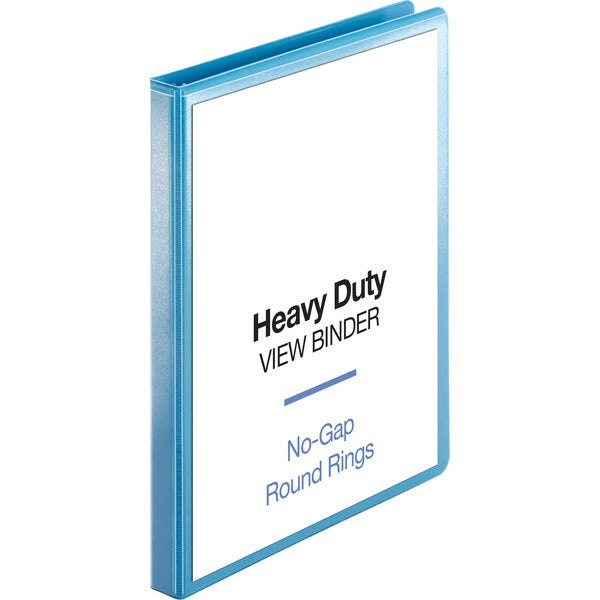 Business Source Round-ring View Binder - 1/2" (12.70 mm) Binder Capacity - Letter - 8 1/2" (215.90 mm) x 11" (279.40 mm) Sheet Size - 125 Sheet Capacity - Fastener: Round Ring - Pocket: 2, Internal - Polypropylene, Chipboard, Board - Light Blue - Wrinkle-