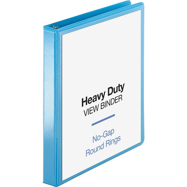 Business Source Round-ring View Binder - 1" Binder Capacity - Letter - 8 1/2" x 11" Sheet Size - 225 Sheet Capacity - Round Ring Fastener(s) - 2 Internal Pocket(s) - Polypropylene, Chipboard, Board - Light Blue - Wrinkle-free, Non-glare, Transfer Safe, Ga