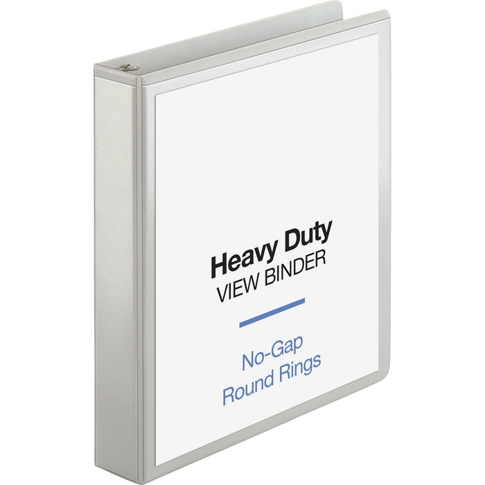 Business Source Round-ring View Binder - 1 1/2" (38.10 mm) Binder Capacity - Letter - 8 1/2" (215.90 mm) x 11" (279.40 mm) Sheet Size - 350 Sheet Capacity - Fastener: Round Ring - Pocket: 2, Internal - Polypropylene, Chipboard, Board - White - No - Wrinkl