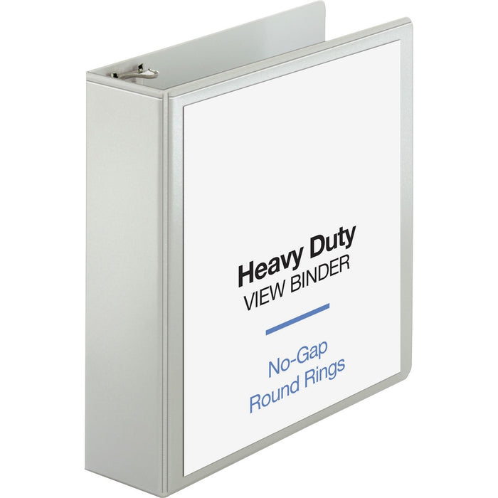 Business Source Round-ring View Binder - 3" (76.20 mm) Binder Capacity - Letter - 8 1/2" (215.90 mm) x 11" (279.40 mm) Sheet Size - 625 Sheet Capacity - Fastener: Round Ring - Pocket: 2, Internal - Polypropylene, Chipboard, Board - White - No - Wrinkle-fr