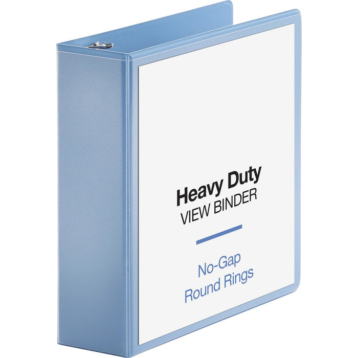 Business Source Round-ring View Binder - 3" (76.20 mm) Binder Capacity - Letter - 8 1/2" (215.90 mm) x 11" (279.40 mm) Sheet Size - 625 Sheet Capacity - Fastener(s): Round Ring - Pocket(s): 2, Internal - Polypropylene, Chipboard, Board - Light Blue - Wrin