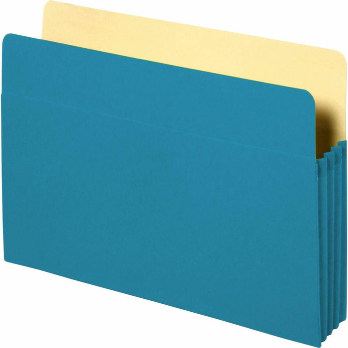 Business Source Coloured Expanding File Pockets - 8 1/2" (215.90 mm) x 11" (279.40 mm) - 3 1/2" (88.90 mm) Expansion - Blue - Tyvek Gusset, Durable, Reinforced Gusset - 10% Recycled - 1 Each