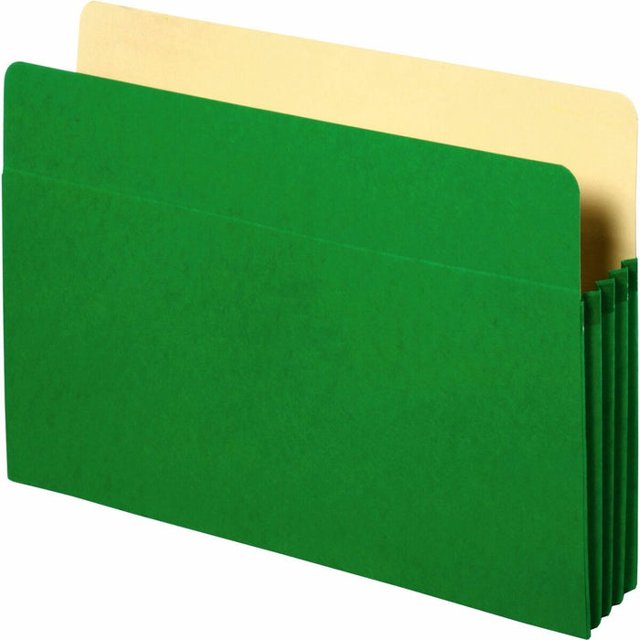 Business Source Coloured Expanding File Pockets - 8 1/2" (215.90 mm) x 11" (279.40 mm) - 3 1/2" (88.90 mm) Expansion - Green - Tyvek Gusset, Durable, Reinforced Gusset - 10% Recycled - 1 Each