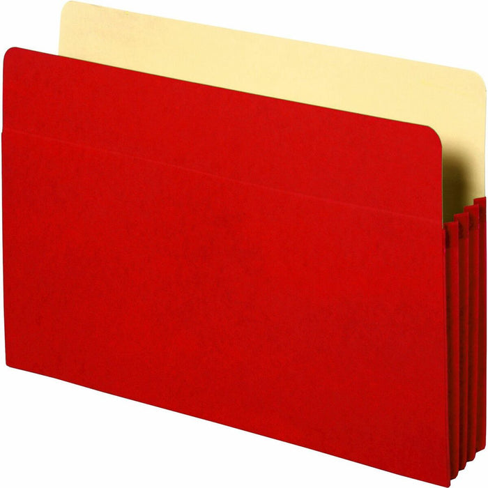 Business Source Coloured Expanding File Pockets - 8 1/2" (215.90 mm) x 11" (279.40 mm) - 3 1/2" (88.90 mm) Expansion - Red - Tyvek Gusset, Durable, Reinforced Gusset - 10% Recycled - 1 Each