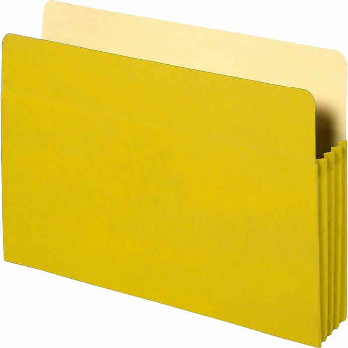 Business Source Coloured Expanding File Pockets - 8 1/2" (215.90 mm) x 11" (279.40 mm) - 3 1/2" (88.90 mm) Expansion - Yellow - Tyvek Gusset, Durable, Reinforced Gusset - 10% Recycled - 1 Each