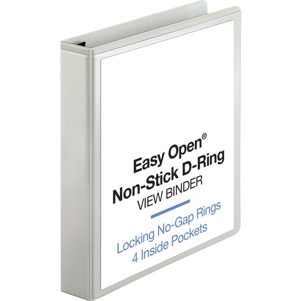 Business Source Locking D-Ring View Binder - 1 1/2" Binder Capacity - Letter - 8 1/2" x 11" Sheet Size - 325 Sheet Capacity - D-Ring Fastener(s) - 4 Inside Front & Back Pocket(s) - Polypropylene, Chipboard - White - Recycled - Acid-free, Non-glare, Clear