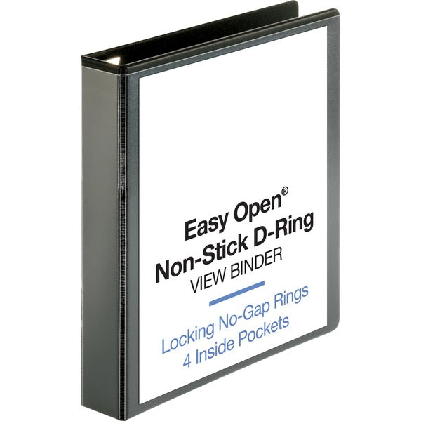 Business Source Locking D-Ring View Binder - 1 1/2" Binder Capacity - Letter - 8 1/2" x 11" Sheet Size - 325 Sheet Capacity - D-Ring Fastener(s) - 4 Inside Front & Back Pocket(s) - Polypropylene, Chipboard - Black - Recycled - Acid-free, Non-glare, Clear