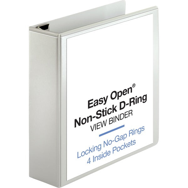 Business Source Locking D-Ring View Binder - 3" (76.20 mm) Binder Capacity - Letter - 8 1/2" (215.90 mm) x 11" (279.40 mm) Sheet Size - 650 Sheet Capacity - Fastener: D-Ring - Pocket: 4, Inside Front & Back - Polypropylene, Chipboard - White - Recycled -