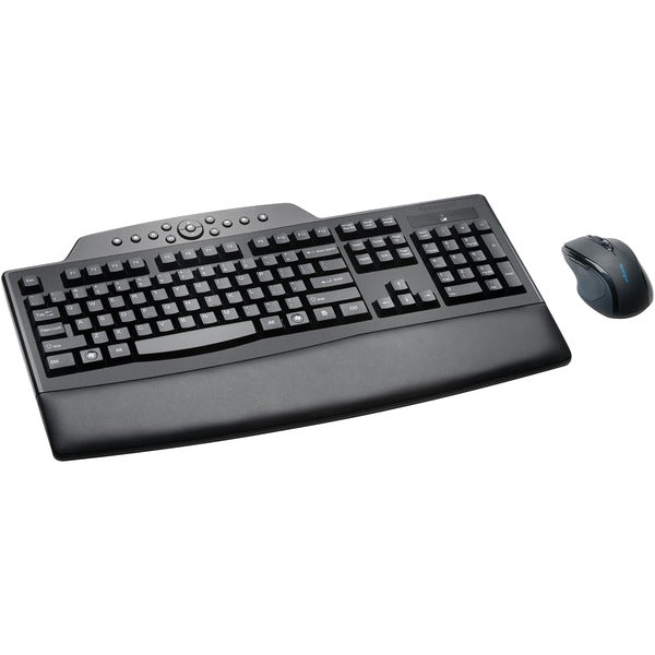 Kensington Pro Fit Wireless Comfort Desktop Set - USB Wireless RF 2.40 GHz Keyboard - Black - USB Wireless RF Mouse - Black - Multimedia & Internet Key Hot Key(s) - Right-handed - Compatible with PC - Retail