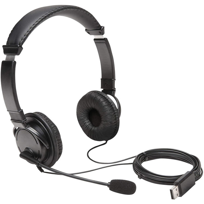 Kensington Hi-Fi Headset with Microphone - Stereo - USB Type A - Wired - Over-the-head - Binaural - Ear-cup - 9 ft (2.74 m) Cable - Noise Cancelling Microphone - Black