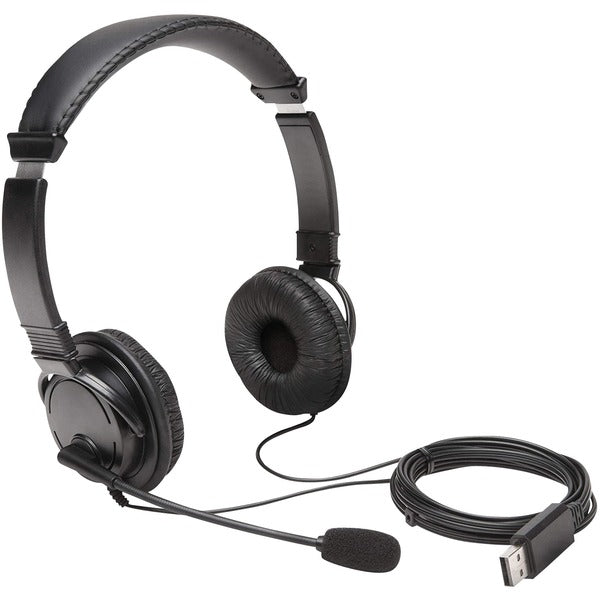 Kensington Hi-Fi Headset with Microphone - Stereo - USB Type A - Wired - Over-the-head - Binaural - Ear-cup - 9 ft (2.74 m) Cable - Noise Cancelling Microphone - Black
