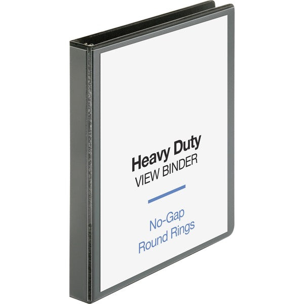 Business Source Heavy-duty View Binder - 1" (25.40 mm) Binder Capacity - Letter - 8 1/2" (215.90 mm) x 11" (279.40 mm) Sheet Size - 225 Sheet Capacity - Fastener(s): Round Ring - Pocket(s): 2, Internal - Polypropylene-covered Chipboard - Black - Wrinkle-f