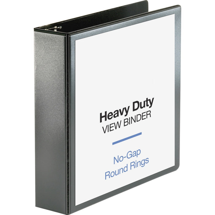 Business Source Heavy-duty View Binder - 2" (50.80 mm) Binder Capacity - Letter - 8 1/2" (215.90 mm) x 11" (279.40 mm) Sheet Size - 475 Sheet Capacity - Fastener: Round Ring - Pocket: 2, Internal - Polypropylene-covered Chipboard - Black - Non-glare, Clea