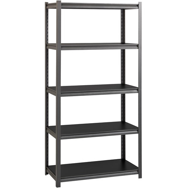 Lorell Iron Horse 3200 lb Capacity Riveted Shelving - 5 Shelf(ves) - 72" Height x 36" Width x 18" Depth - 30% Recycled - Black - Steel, Laminate - 1 Each