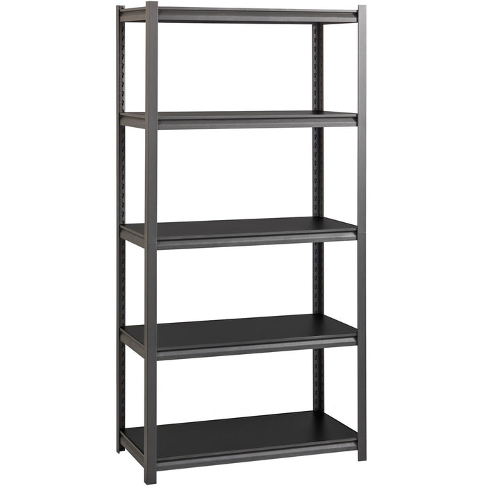 Lorell Iron Horse 3200 lb Capacity Riveted Shelving - 5 Shelf(ves) - 72" (1828.80 mm) Height x 36" (914.40 mm) Width x 18" (457.20 mm) Depth - 30% Recycled - Black - Steel, Laminate - 1 Each