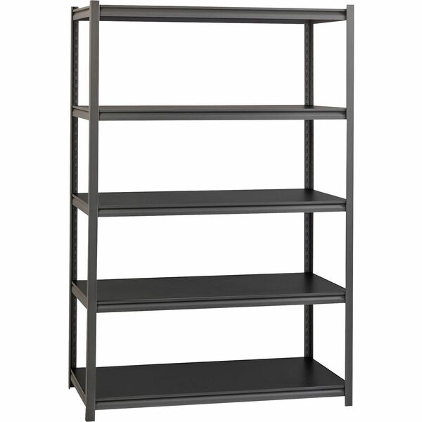 Lorell Iron Horse 3200 lb Capacity Riveted Shelving - 5 Shelf(ves) - 72" Height x 48" Width x 24" Depth - 30% Recycled - Black - Steel, Laminate - 1 Each