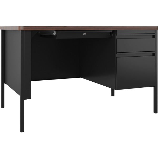 Lorell Fortress Series 48" Right-Pedestal Teachers Desk - 29.5" (749.30 mm) Height x 48" (1219.20 mm) Width x 30" (762 mm) Depth - Single Pedestal on Right Side - T-mold Edge - Durable, Scratch Resistant, Water Resistant, Stain Resistant, Lockable Drawer,