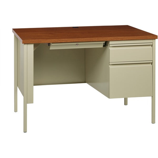Lorell Fortress Series 45-1/2" Right Single-Pedestal Desk - 29.5" (749.30 mm) Height x 45.5" (1155.70 mm) Width x 24" (609.60 mm) Depth, x 1.1" (28.58 mm) Thickness Table Top - Single Pedestal on Right Side - Square Edge - 1 Each