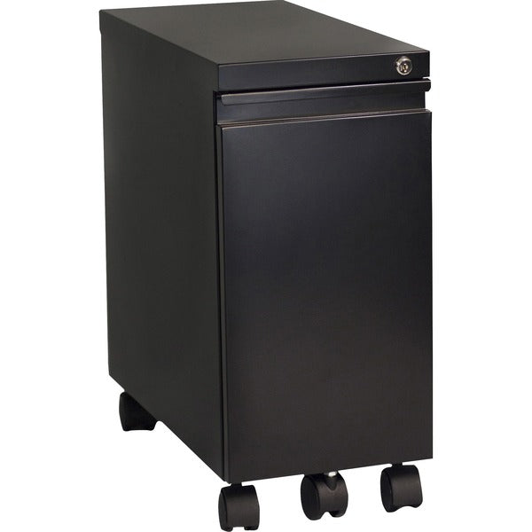 Lorell 5th Wheel Slim Pedestal - 10" (254 mm) Width x 19.9" (504.83 mm) Depth x 21.8" (552.45 mm) Height for File, Box - Letter, Legal - Vertical - Anti-tip, Hanging Rail, Lockable, Compact, Casters - Black - Metal - Recycled - Assembly Required