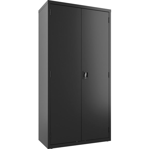Lorell Fortress Series Wardrobe Cabinet - 36" (914.40 mm) Width x 18" (457.20 mm) Depth x 72" (1828.80 mm) Height - 2 x Door(s) - Locking Door - Black - Steel - Recycled