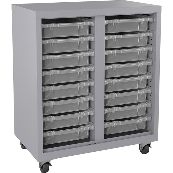 Lorell Pull-out Bins Mobile Storage Unit - 36" (914.40 mm) Height x 30" (762 mm) Width x 18" (457.20 mm) Length - Floor - 28% Recycled - Platinum - Steel - 1 Each