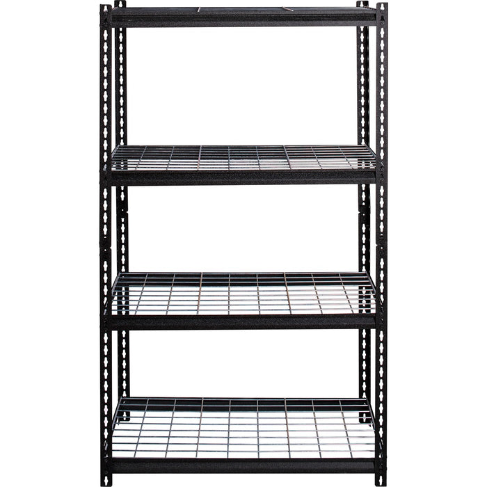 Lorell Wire Deck Shelving - 4 Shelf(ves) - 60" (1524 mm) Height x 36" (914.40 mm) Width x 18" (457.20 mm) Depth - Easy to Clean, Heavy Duty, Rust Resistant, Durable - 30% Recycled - Powder Coated - Black - Steel - 1 Each