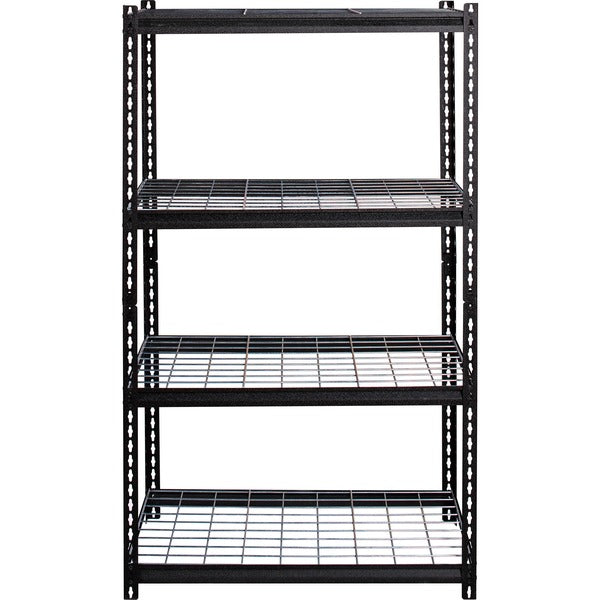 Lorell Wire Deck Shelving - 4 Shelf(ves) - 60" Height x 36" Width x 18" Depth - 30% Recycled - Black - Steel - 1 Each