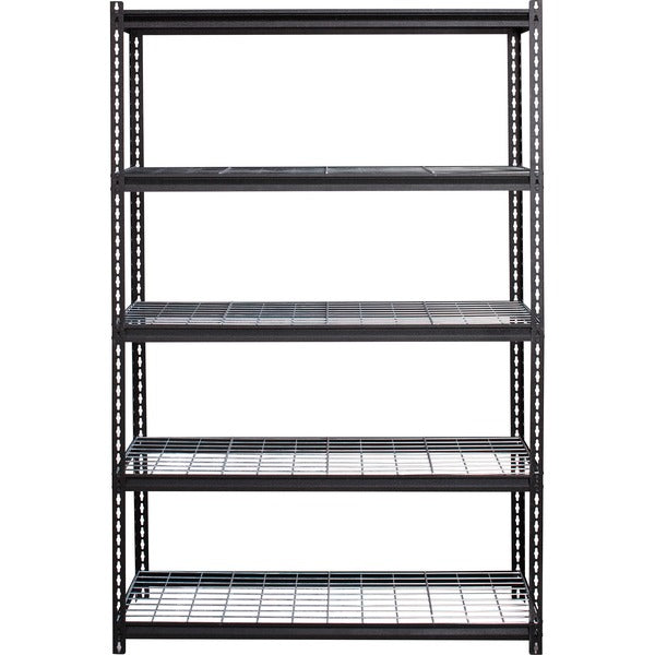 Lorell Wire Deck Shelving - 5 Shelf(ves) - 72" (1828.80 mm) Height x 48" (1219.20 mm) Width x 18" (457.20 mm) Depth - Easy to Clean, Heavy Duty, Rust Resistant, Durable - 28% Recycled - Powder Coated - Black - Steel - 1 Each
