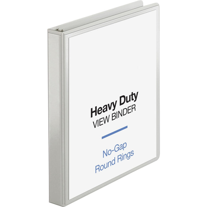 Business Source Heavy-duty View Binder - 1" (25.40 mm) Binder Capacity - Letter - 8 1/2" (215.90 mm) x 11" (279.40 mm) Sheet Size - 225 Sheet Capacity - Fastener: Round Ring - Pocket: 2, Internal - Polypropylene-covered Chipboard - White - Wrinkle-free, N