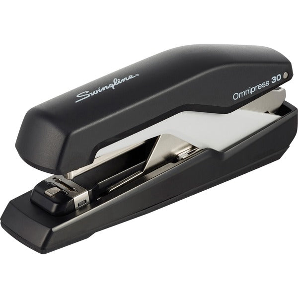 Swingline Rapid Omnipress 30 Stapler - 30 Sheets Capacity - 210 Staple Capacity - Full Strip - 1/4" Staple Size - 1 Each - Black, Gray