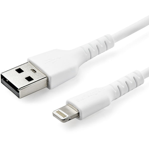 StarTech.com 3 foot/1m Durable White USB-A to Lightning Cable, Rugged Heavy Duty Charging/Sync Cable for Apple iPhone/iPad MFi Certified - Aramid fiber shelters heavy duty lightning cable from stress of bends/twists - White durable strong rugged USB-A to