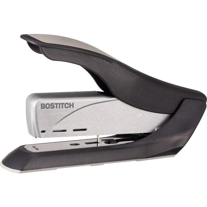 Bostitch Spring-Powered 65 Premium Heavy-Duty Stapler - Staples Upto 65 Sheet - Holds Upto 500 Staple - Staple Size: 5/16" (7.94 mm), 3/8" (9.52 mm) - 3.25" (82.55 mm) Throat Depth - Black, Gray - Plastic, Die-cast Metal, Metal - 1 Each