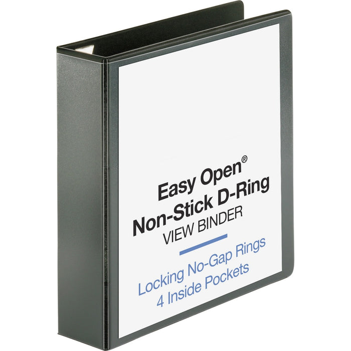 Business Source Locking D-Ring View Binder - 2" (50.80 mm) Binder Capacity - Letter - 8 1/2" (215.90 mm) x 11" (279.40 mm) Sheet Size - 500 Sheet Capacity - Fastener: D-Ring - Pocket: 4, Inside Front & Back - Polypropylene, Chipboard - Black - Yes - Locki