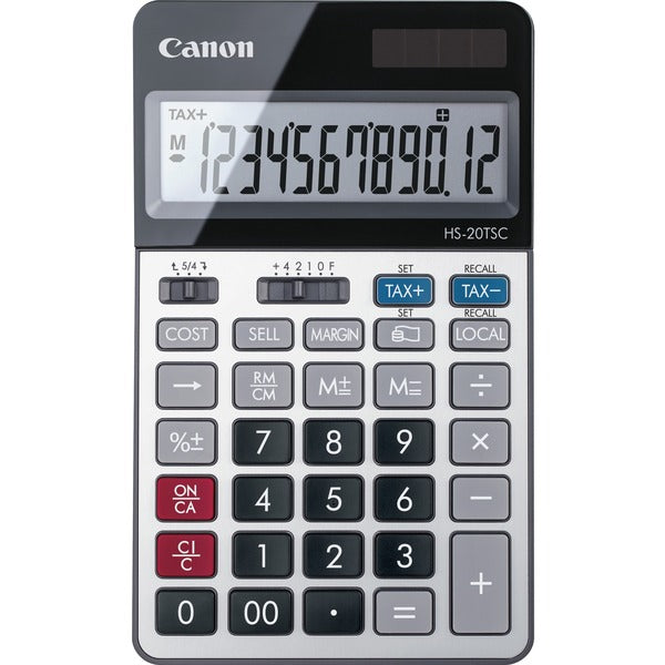 Canon HS-20TSC 12-Digit Green Calculator - Kickstand - 12 Digits - LCD - Battery/Solar Powered - 7.1" (180 mm) Height x 4.3" (108 mm) Width x 1" (26 mm) Depth - Acrylic, Metal - Desktop - 1 Each