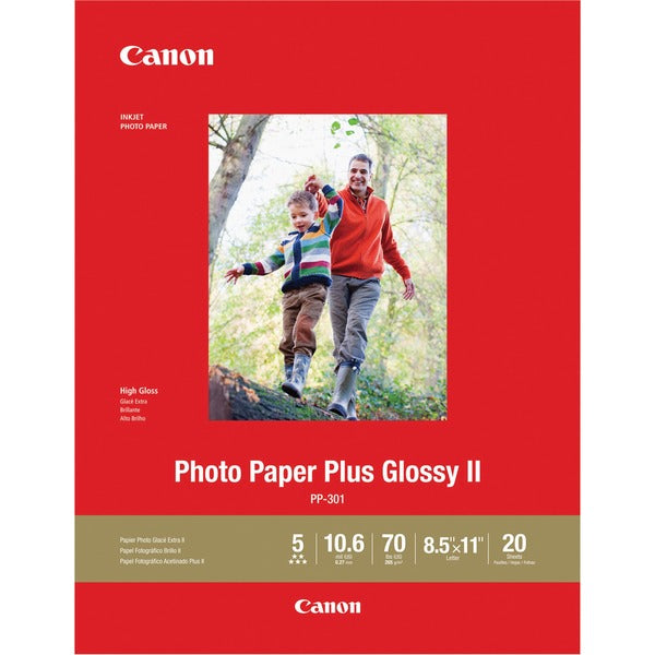 Canon PP-301 Photo Paper Plus Glossy II - Letter - 8 1/2" (215.90 mm) x 11" (279.40 mm) - Glossy - White - 1 Each