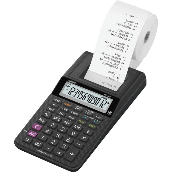 Casio HR-10RC Printing Calculator - 2 lps - Battery Powered, Portable Printing/Display - 12 Digits - Battery Powered - 1.7" (42.16 mm) Height x 4" (101.60 mm) Width x 8.2" (208.28 mm) Length - Handheld - 1 Each