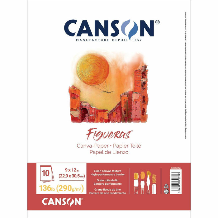 Canson Foundation Canva-Paper - 136 lb (61688.56 g) Basis Weight - 290 g/m² Grammage - 9" (22.86 cm) x 12" (30.48 cm) Sheet Size - White Paper - Acid-free, Bleed Resistant, Textured - 1 Each