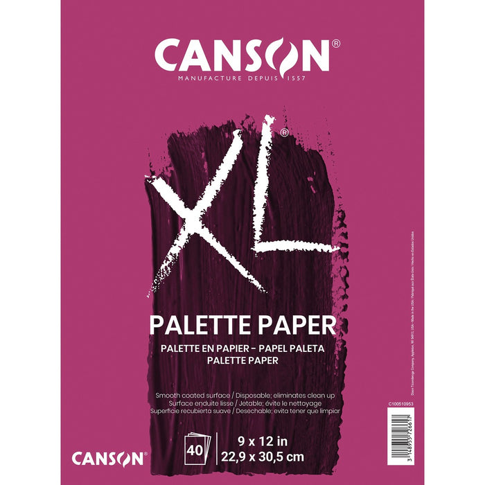 Canson Foundation Disposable Palette - 40 Sheets - 80 Pages - Twin Wirebound - 9" (22.86 cm) x 12" (30.48 cm) Sheet Size - White Paper - Easy Tear, Rigid, Smooth Surface, Acid-free - 1 Each