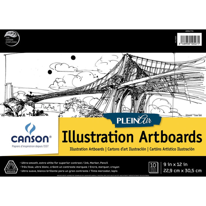 Canson Plein Air Illustration Art Board Pad - 10 Sheets - 20 Pages - Glue - 150 lb (68038.86 g) Basis Weight - 9" (22.86 cm) x 12" (30.48 cm) Sheet Size - Acid-free, Heavyweight Cover - 1 Each