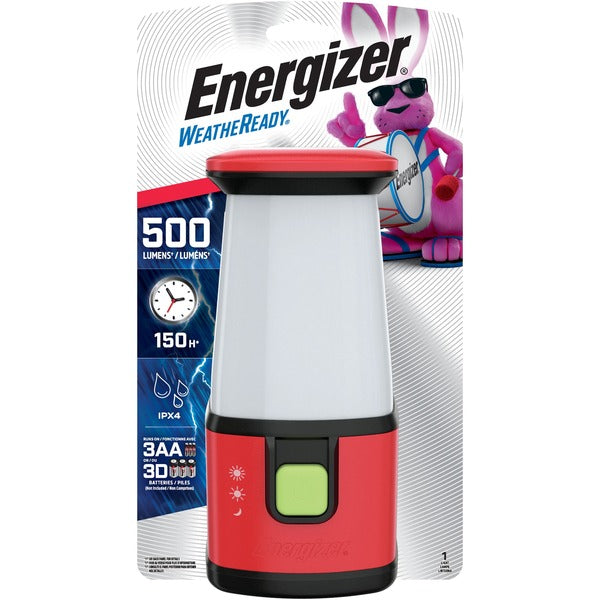 Energizer LED Emergency Lantern - LED - 500 lm Lumen - AA - Battery - Water Resistant - Red, Gray - 1 Each