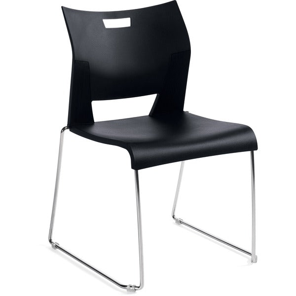 Global&reg; Duet&trade; Stacking Chairs - Black Polypropylene Seat - Black Polypropylene Back - Steel Frame - Sled Base - 1 Each