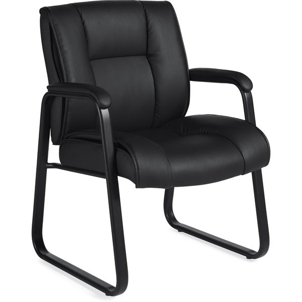 Offices To Go Ashmont Medium Back Guest Chair - Black Seat Color - Leather Seat Material - Black Back Color - Leather Back Material - Steel Frame Material - Mid Back - Sled Base - 1 Each