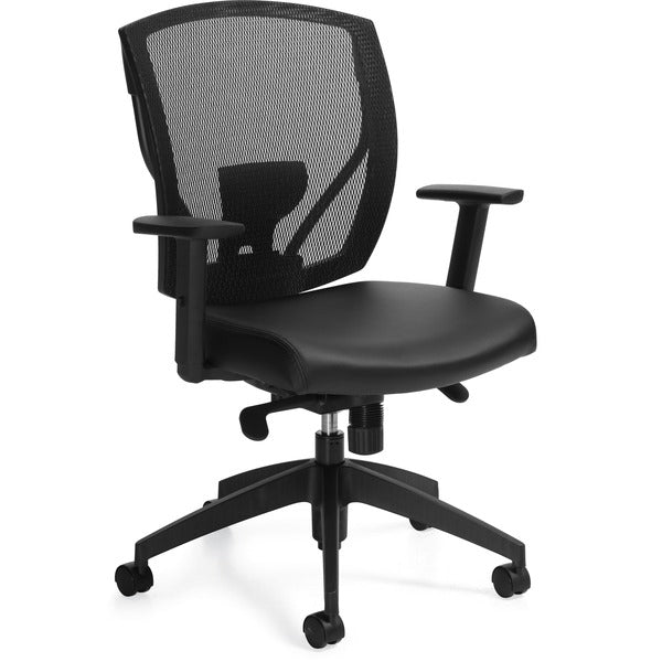 Offices To Go Ibex Synchro-Tilter Chair - Bonded Leather Seat Material - Black Back Color - 5-star Base - 1 Each