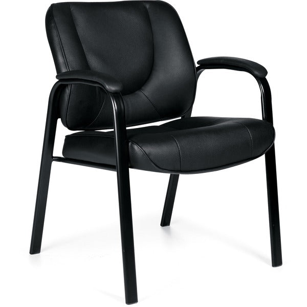 Offices To Go Centro Guest Chair - Black Seat Color - Leather, Luxhide Seat Material - Black Back Color - Leather, Luxhide Back Material - Black Frame Color - Steel Frame Material - Four-legged Base - Armrest - 1 Each