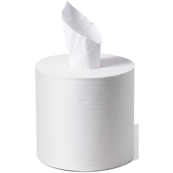 Metro Paper Centre Pull Towel, 2-Ply - 2 Ply - 7.25" (184.15 mm) Width x 8.20" (208.28 mm) Length - 600 Sheets/Roll - 3.30" (83.82 mm) Core - Cross-Wave Embossed - White - 6 / Case