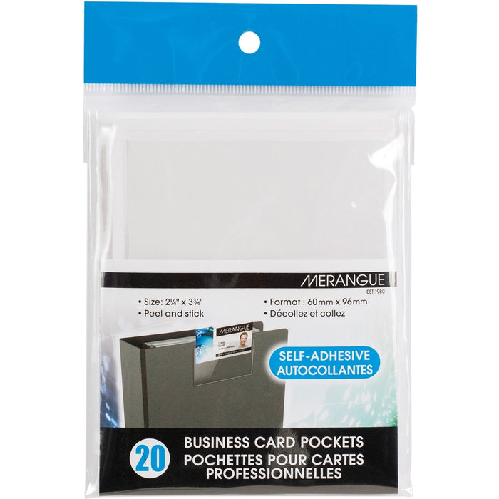 Merangue Self Adhesive Business Card Pockets - 2.3" (57.2 mm) Height x 3.8" (95.3 mm) Width - 1 / Pack