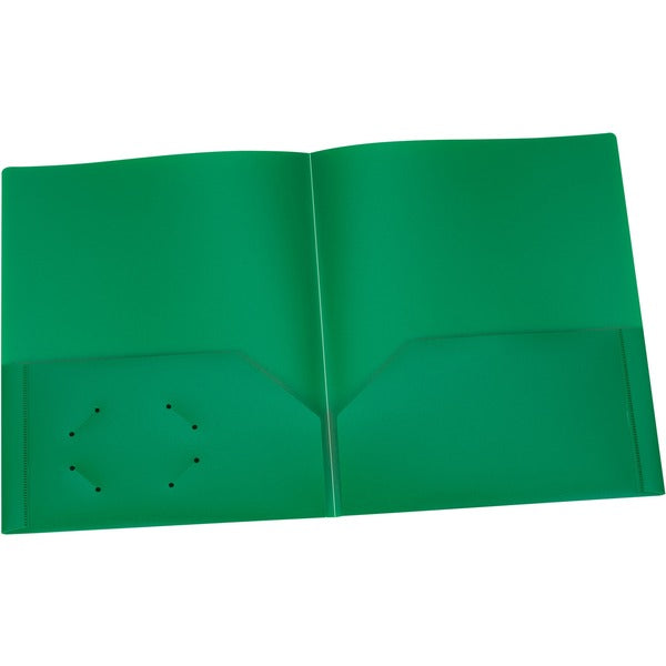 Oxford Letter Pocket Folder - 8 1/2" (215.90 mm) x 11" (279.40 mm) - 100 Sheet Capacity - 2 Internal Pocket(s) - Green - 1 Each
