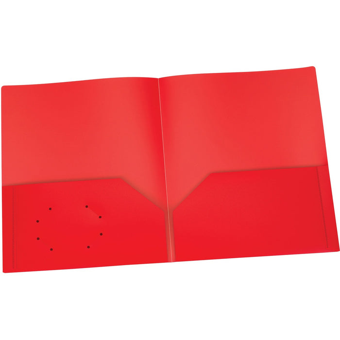 Oxford Letter Pocket Folder - 8 1/2" (215.90 mm) x 11" (279.40 mm) - 100 Sheets Capacity - 2 Internal Pocket - Red - 1 Each