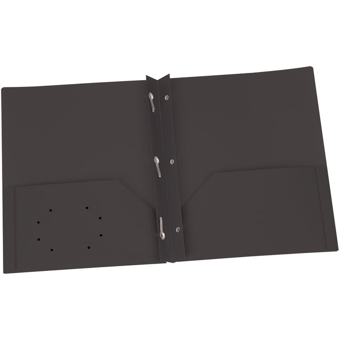 Oxford Letter Pocket Folder - 8 1/2" (215.90 mm) x 11" (279.40 mm) - 135 Sheets Capacity - 3 x Prong Fastener - 2 Internal Pocket - Black - Tear Resistant, Moisture Resistant, Durable - 1 Each