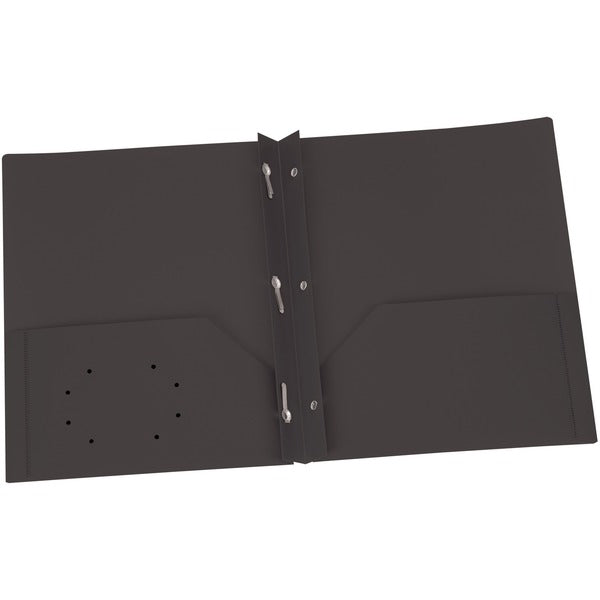 Oxford Letter Pocket Folder - 8 1/2" x 11" - 135 Sheet Capacity - 3 x Prong Fastener(s) - 2 Internal Pocket(s) - Black - 1 Each